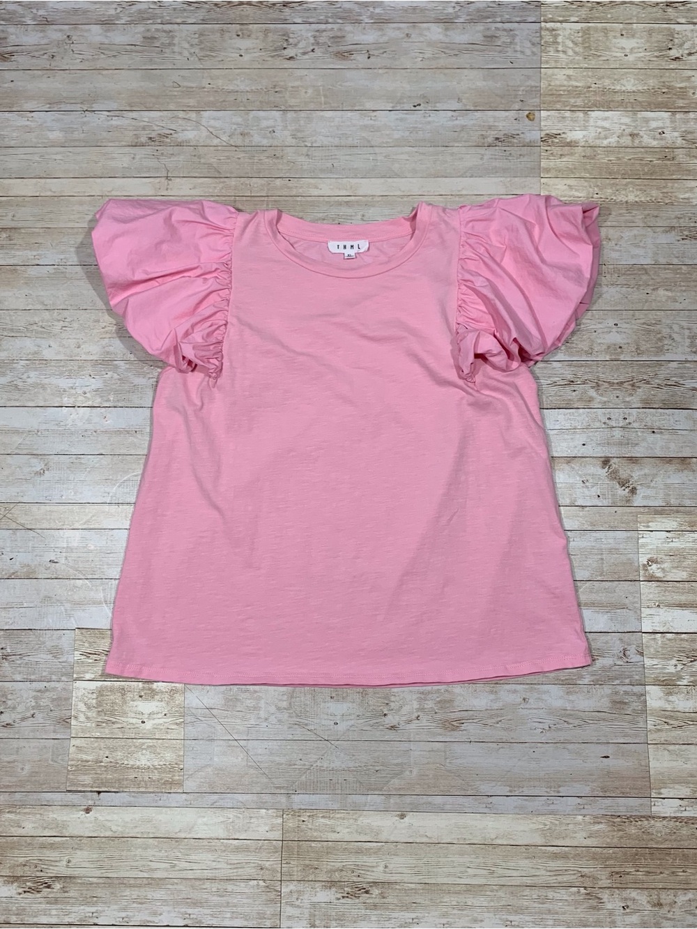 THML Pink Puff Sleeve Top Size XL Preppy Coquette Girly